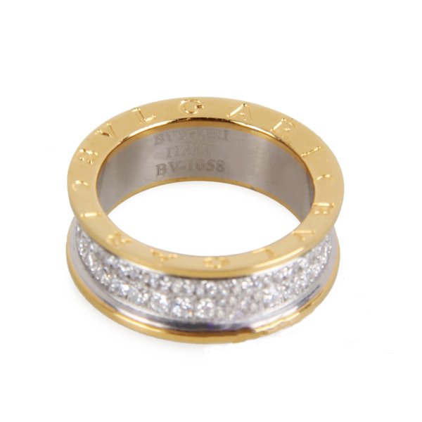 Bvlgari B.ZERO1 3-band Ring in 18kt Yellow Gold with Pave Diamon